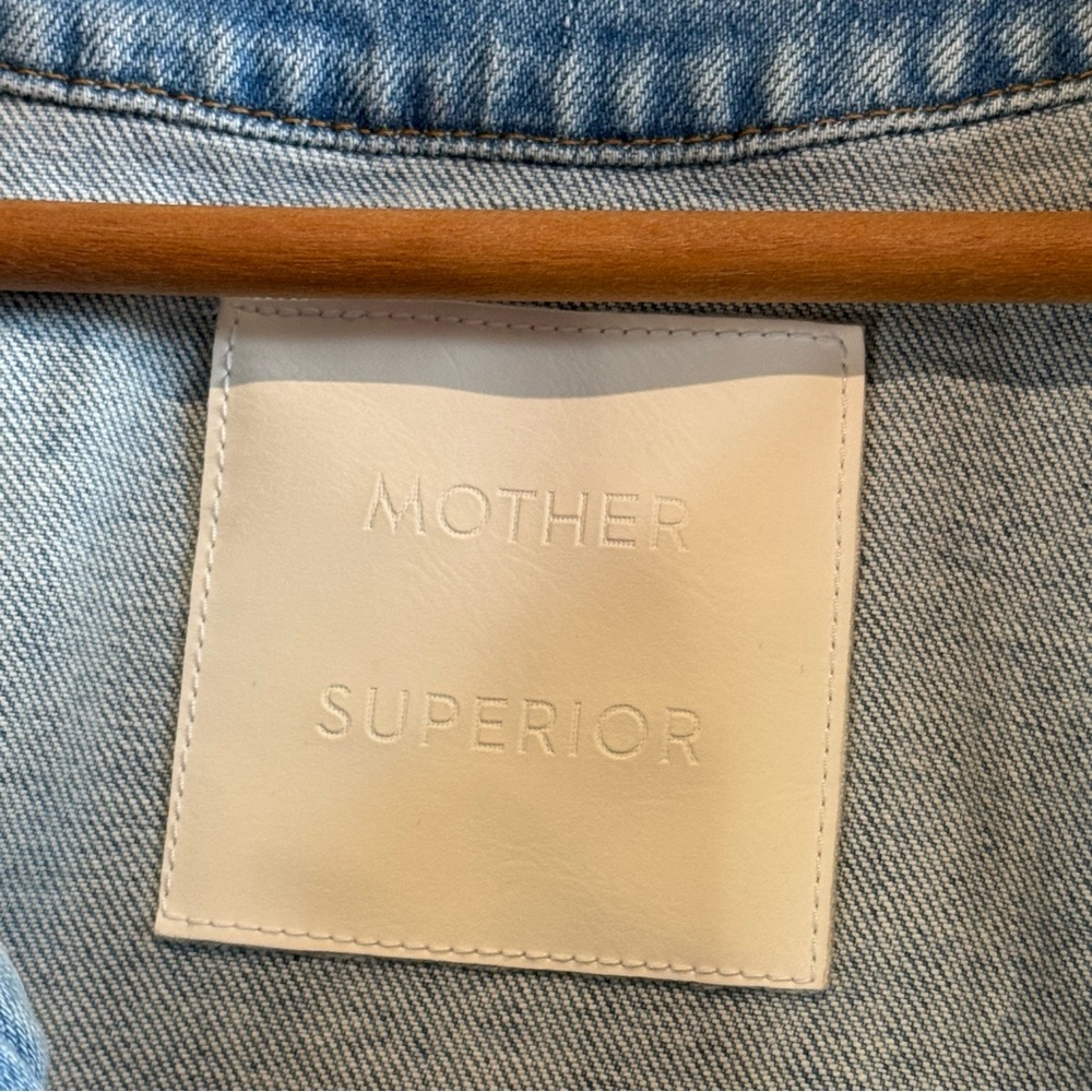 MOTHER The Picky Denim Jacket Cropped Let Them Eat Cake Wash Large - Picture 5 of 11